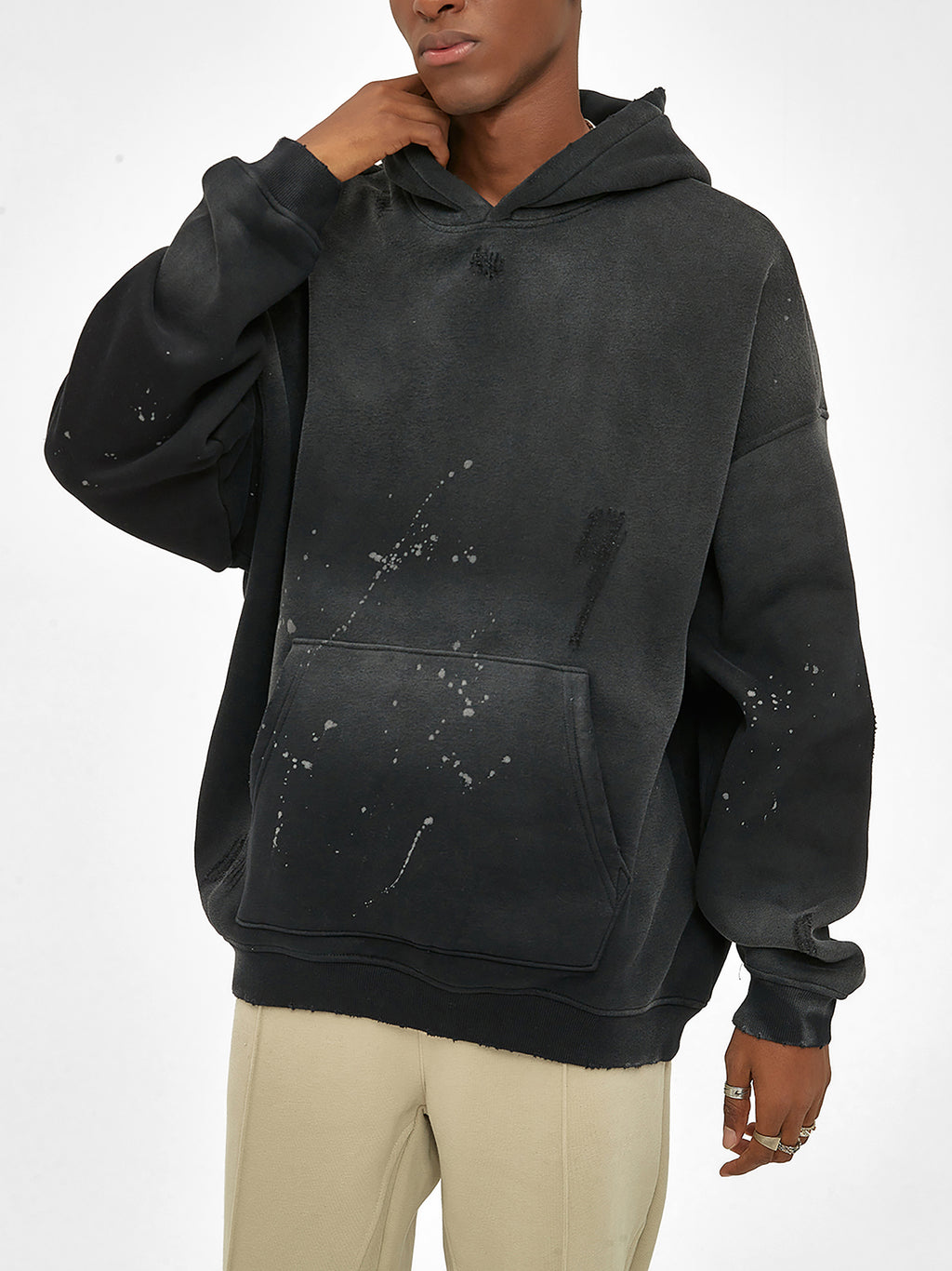 star hand-frayed hoodie.